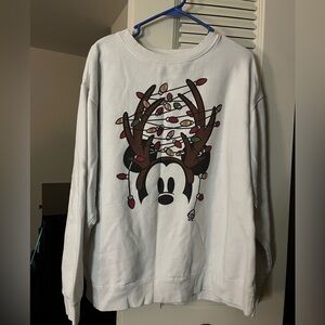 White Mickey Sweatshirt with Reindeer Design